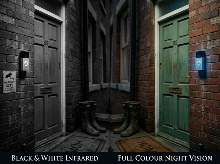 Infrared vs colour night vision video doorbell comparison