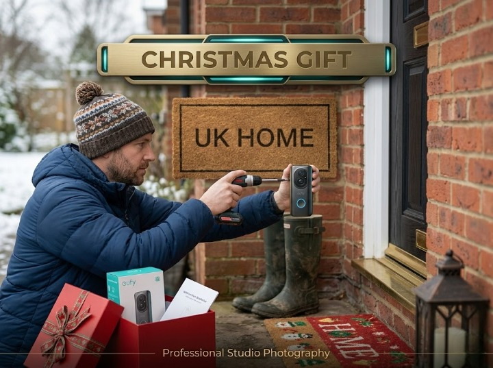 Video doorbell christmas gift installation — helping elderly parents set up doorbell