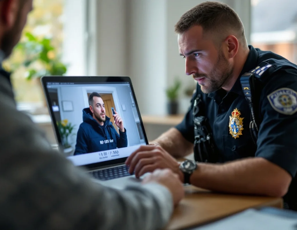 police reviewing video doorbell footage UK burglary evidence